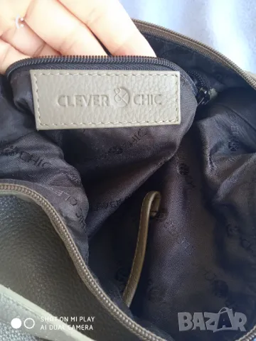  Чанта/раница естествена кожа Clever chic., снимка 5 - Чанти - 48561063