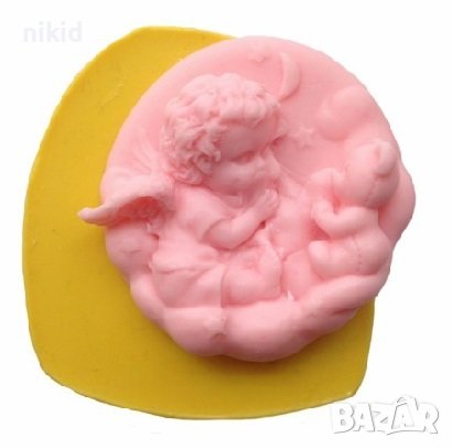Дете Момче Ангел с мече дълбок силиконов молд калъп за сапун гипс шоколад фондан , снимка 2 - Форми - 29997492