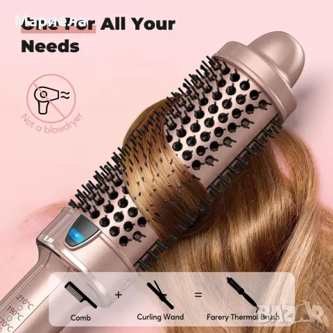 Термочетка Farery, керамична турмалинова йонна четка за маша/38 мм., снимка 5 - Маши за коса - 50124274