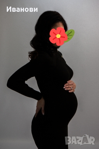 Черна, рипсена рокля, размер М, подходяща и за бременни