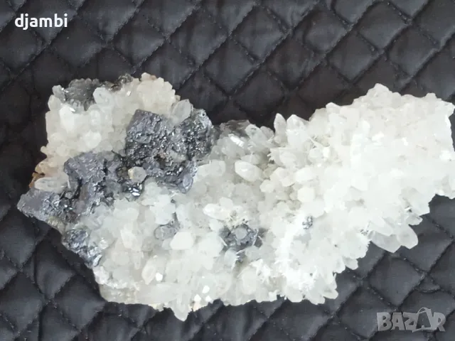 №188, Кварц, Кварцова друза с галенит, Кристали, Минерали, Родопи, Bgminerals,