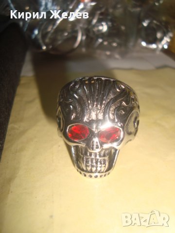 СТОМАНЕН ПИРАТСКИ НЕОГОТИЧЕСКИ ПРЪСТЕН от НЕРЪЖДАЕМА СТОМАНА с 2 ФАСЕТИРАНИ ГРАНАТА 25006, снимка 10 - Пръстени - 34552645