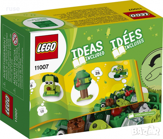 НОВИ! LEGO® Classic 11007 - Зелени творчески тухлички  , снимка 11 - Конструктори - 36405825