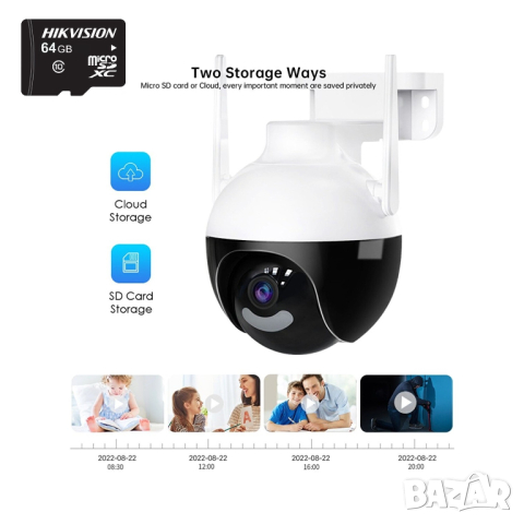 + 64GB комплект 6MP - ICSEE SMART SPHERE 4LED WI-FI охранителна камера COBRA 360 PTZ, снимка 3 - IP камери - 44531395