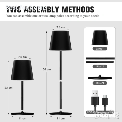 DEELUX Безжична настолна лампа с димируема светлина, снимка 2 - Настолни лампи - 53721871