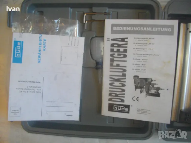 GUDE Пневматичен такер за пирони до 50мм немски оригинал 2004 г. Отличен комплект професионален , снимка 17 - Други инструменти - 47717782