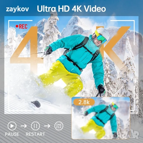 4K 64MP цифров фотоапарат с две камери, предна и задна камера с автофокус, компактна влог камера, снимка 3 - Фотоапарати - 52539691