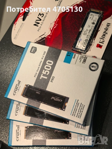 SSD 1TB Crucial T500 Pro DRAM PCl-e Gen4 m2, KINGSTON NV3 PC и PS5 памет, снимка 4 - Твърди дискове - 53055909