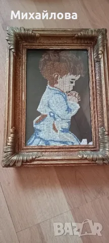 Гоблен "Молещо се момченце", снимка 2 - Гоблени - 49739878