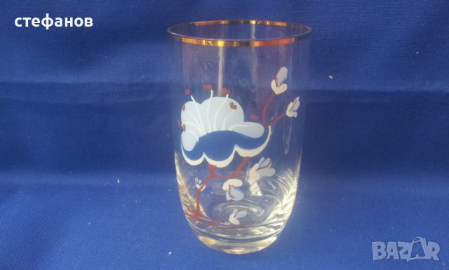 Ретро водни чаши, тънкостенни, златен кант, ръчно рисувани, 6 бр, снимка 6 - Антикварни и старинни предмети - 40709143