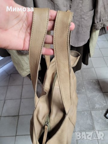 Естествена кожа ОГРОМНА чанта,тип торба,бежева, снимка 8 - Чанти - 41687693