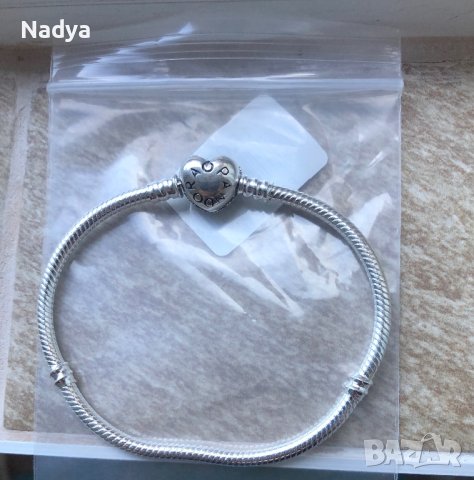 Сребърна гривна Пандора 19см , снимка 2 - Гривни - 41337542