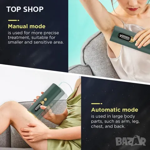 Ново Устройство за Обезкосмяване Уред за лазерна епилация IpL за тяло, снимка 7 - Епилатори - 49426167