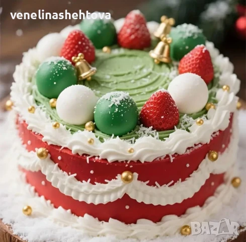 28 броя Коледни топки топчета на тел от стиропор за декорация на торта , снимка 5 - Други - 51172545