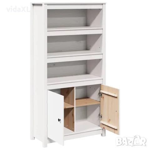 vidaXL Висок шкаф, бял, 80x35x154 см, борово дърво масив, снимка 6 - Бюфети - 56147941
