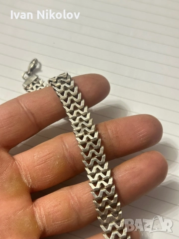 Масивна сребърна гривна, ръчна изработка