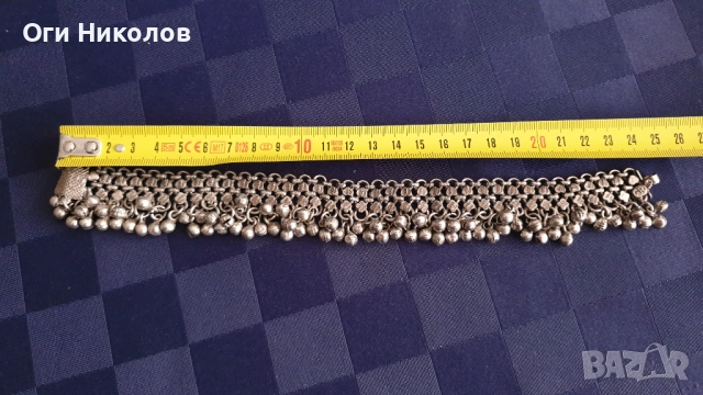 Посребрена старинна гривна за глезен -1 с надеждно закопчаване, снимка 3 - Антикварни и старинни предмети - 51627566