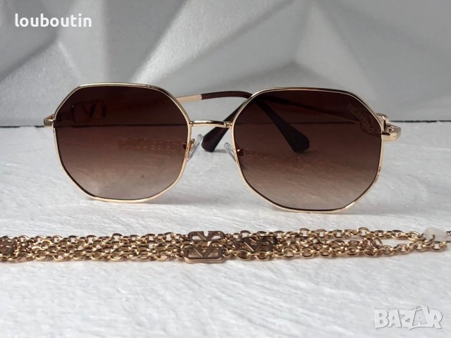 Valentino дамски слънчеви очила Осмоъгълник с верижка синджир, снимка 8 - Слънчеви и диоптрични очила - 41626704