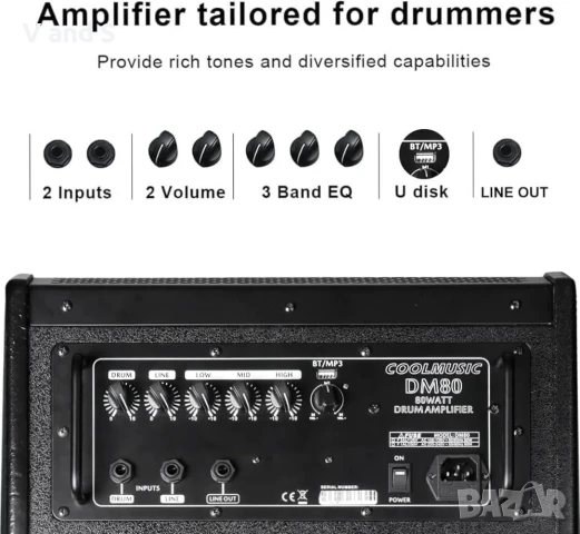 Coolmusic DM80 AMP 80-ватов електронен усилвател , клавишен усилвател с Aux вход и Bluetot, снимка 9 - Тонколони - 50721589