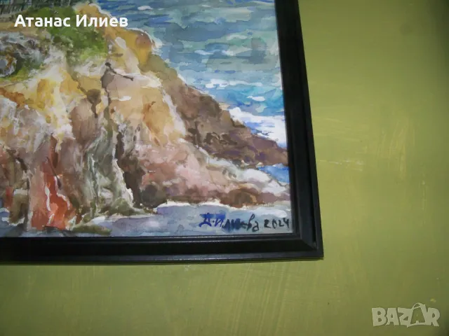 Ахтопол, гръцкото училище, акварел на худ. Десислава Илиева, снимка 3 - Картини - 47675051