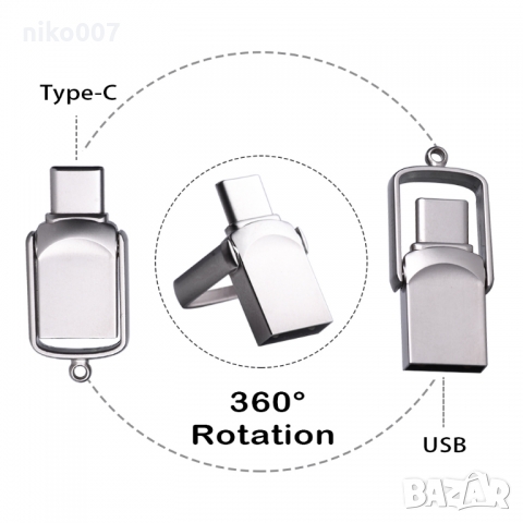 USB 2.0 флаш памет 64GB-флашка 2В1 TYPE C-USB Flash Drive 