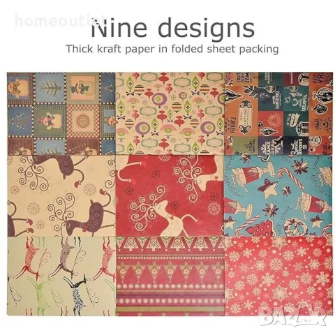 ПРОМОЦИЯ Висококачествена плътна крафт хартия, с коледни мотиви (к-кт от 10 бр.)  X00184AOY7, снимка 3 - Ученически пособия, канцеларски материали - 48392980