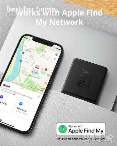 Security Smart тракер карта , работи с Apple Find My проследяване на портфейл,телефон , снимка 3 - Друга електроника - 51807519