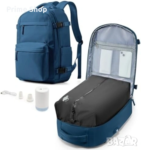 Раница за ръчен багаж livbote с вакуумна компресия и помпа, 40L, Синя