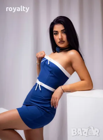 Синя стилна дамска рокля , снимка 2 - Рокли - 49509980