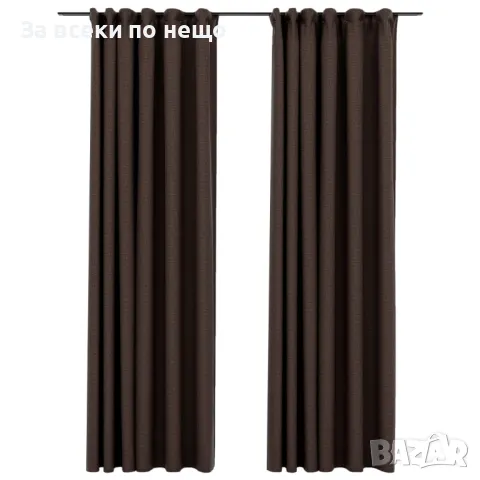 Затъмняващи завеси с куки имитация лен 2 бр таупе 140x225 см Код P274