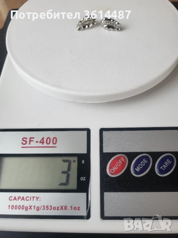 Сребърни обеци с камъчета, снимка 4 - Обеци - 50755044