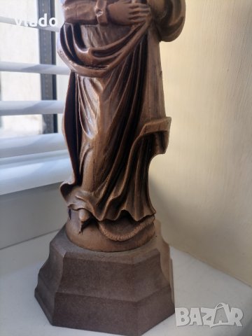 Дървена скулптура на Дева Мария с Младенеца Иисус , снимка 3 - Антикварни и старинни предмети - 34762553