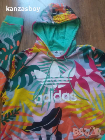 Adidas Originals Tropicalage Cropped Hoodie - страхотно дамско горнище КАТО НОВО L, снимка 3 - Блузи с дълъг ръкав и пуловери - 47655390