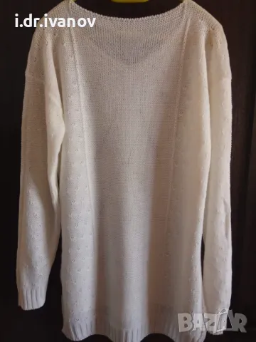 бяла блуза плетиво с издължен гръб, снимка 2 - Блузи с дълъг ръкав и пуловери - 49102829