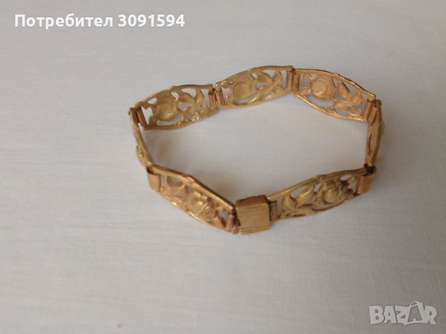 Стара гривна месинг мотиви на рози, снимка 4 - Антикварни и старинни предмети - 42046999