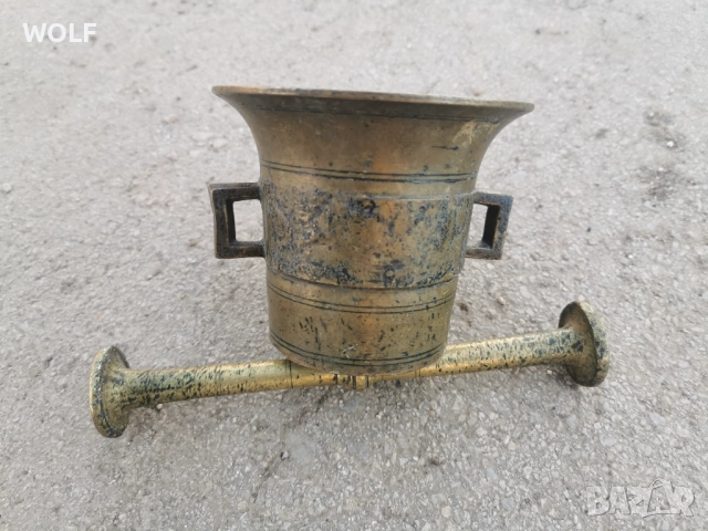 19в Стар Медицински хаван 1.910кг от Бронз, снимка 6 - Антикварни и старинни предмети - 52940569