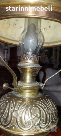 Бронзова настолна лампа тип газена, снимка 4 - Настолни лампи - 40564427