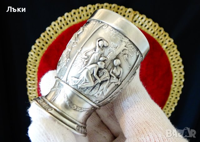 Чаша от калай за ракия,Годишните времена. , снимка 9 - Антикварни и старинни предмети - 39970253