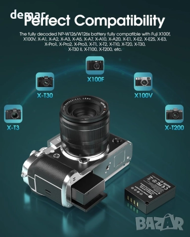 FirstPower 2хNP-W126 по 1500mAh и 20W бързо зарядно за Fujifilm X, снимка 2 - Батерии, зарядни - 52534729