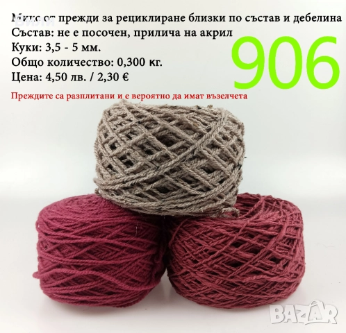 Евтини прежди в малки количества - нови и остатъци 