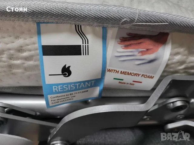 Сив комплект от плат диван тройка с функция сън, фотьойл и табуретка, снимка 8 - Дивани и мека мебел - 50886943