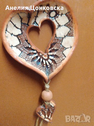 Украса "Сърце"от керамика, снимка 5 - Декорация за дома - 35984657