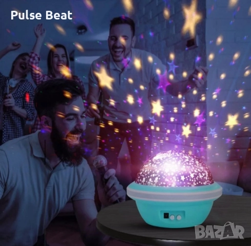 Цветна LED нощна лампа НЛО проектор със звездно небе, звезди и луна за детската стая и спокоен сън, снимка 4 - Настолни лампи - 52396451