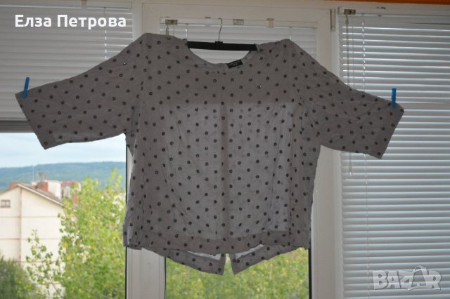 Пролетно - есенна светло сива риза точки с брокат, снимка 1 - Ризи - 42245879