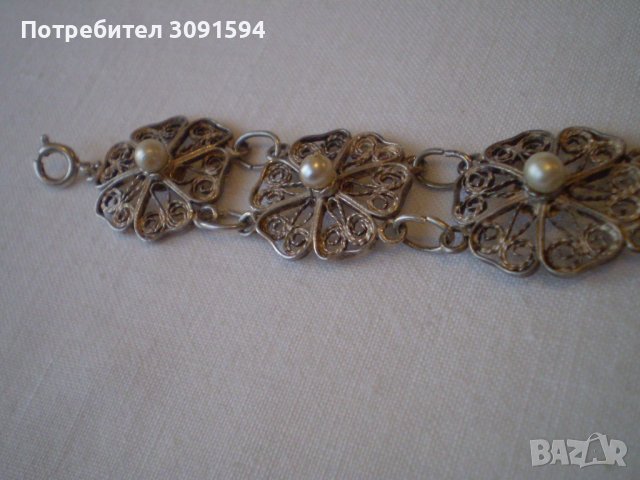 филигранена дамска гривна със перли, снимка 7 - Антикварни и старинни предмети - 40225070