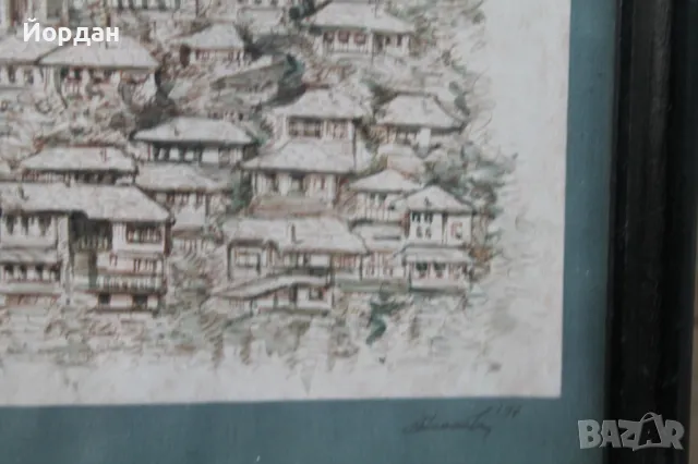 Стара картина ''Велико Търново'' 1997-ма г., снимка 6 - Картини - 47895318
