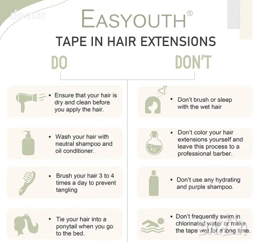 Easyouth екстеншън за удължаване на коса, истинска човешка коса, 30 см, #1B/8/22, снимка 8 - Аксесоари за коса - 49370906