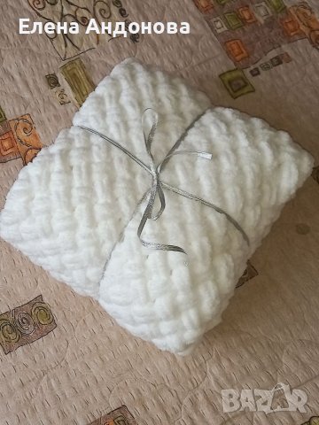 Меки плетени одеялца от прежда Ализе пуфи, снимка 7 - Спално бельо и завивки - 38389917