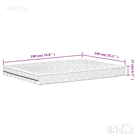 vidaXL Дунапренов матрак, бял, 140x190 см, твърдост H2 H3, снимка 8 - Матраци - 56147333