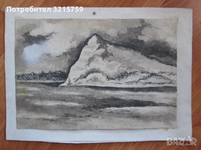 Стара Картина акварел, 25х15см., снимка 4 - Картини - 38748097